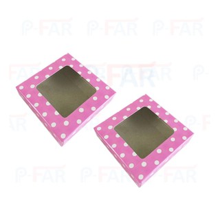 (50ใบ) กล่องแอนเมคแบบจัตุรัส บราวนี่จิ๋ว สีชมพูเจาะจุด HE167_INH100