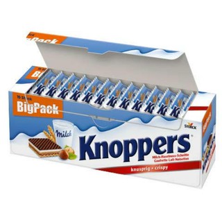 knopper ขนมเวเฟอร์ เครือบช๊อคโกแลต สอดไส้นม ช๊อคโกแลตและhazelnut BBF.29/11/2023