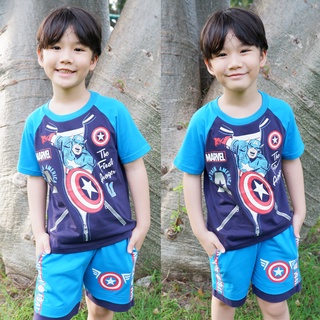 Marvel boy T-shirt Captain America - เสื้อยืดและกางเกงเด็กผู้ชายมาร์เวล กับตันอเมริกา สินค้าลิขสิทธ์แท้ 100% Official Licensed - Characters Studio