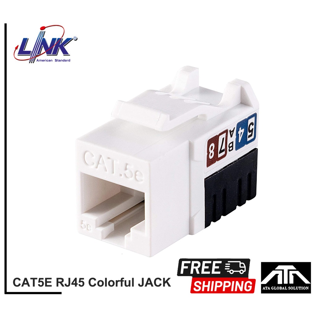LINK 1005A CAT5E RJ45 Colorful JACK, Slim (White) ตัวเมียมีฝากันฝุ่น สีขาว (1 แพ็ค/1 ตัว)