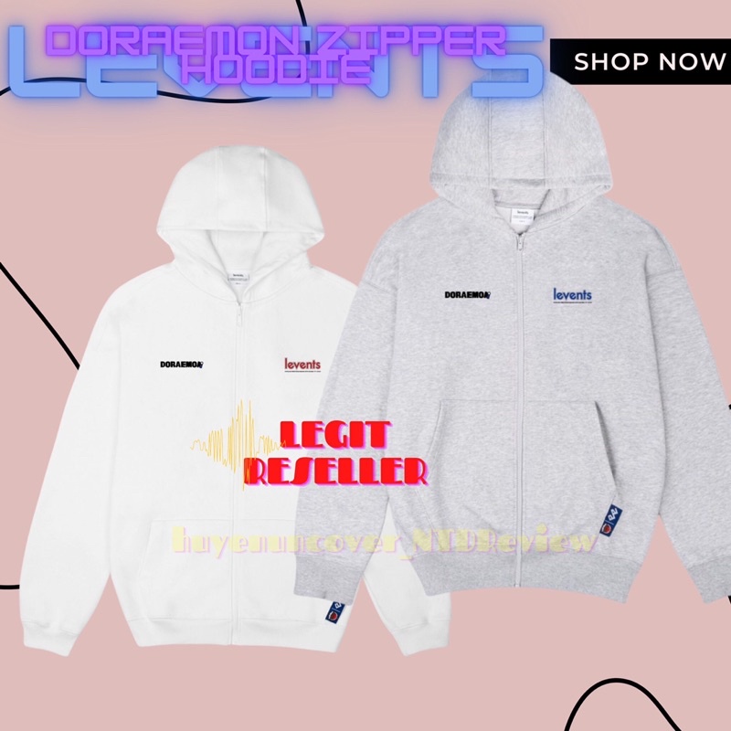 LEVENTS เสื้อฮู้ดมีซิปแท้ | DORAEMONOLLAB ZIPPER HOODIE มาพร้อมกระดาษหอม