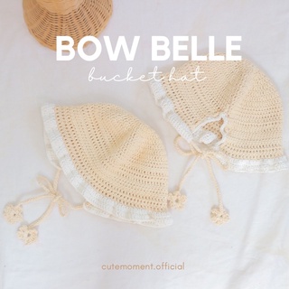 Bow belle bucket hat หมวกไหมพรมถักสีครีม