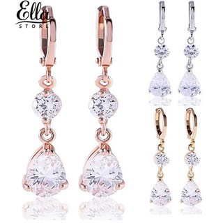 รูปหยดน้ำของผู้หญิง Cubic Rhinestone Dangling Earrings Eardrops