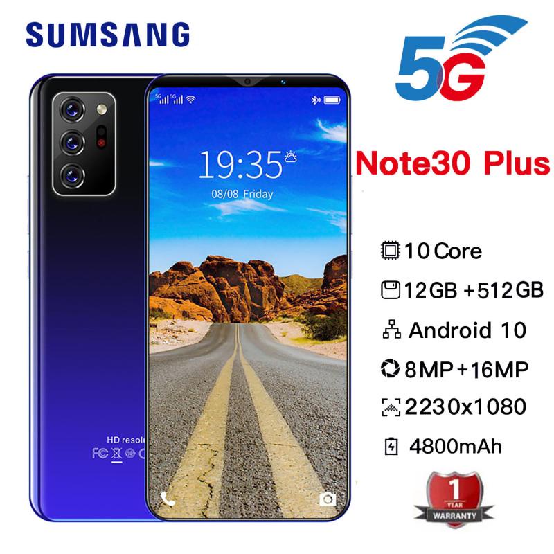 Samsung Note30 Plus โทรศัพท์มือถือ 12GB + 512GB 6.1 นิ้ว โทรศัพท์มือถือ ...