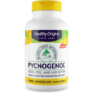 Healthy Origins เปลือกสน Pycnogenol 120เม็ด (Natures Super Antioxidant) 100 mg, 120 Count