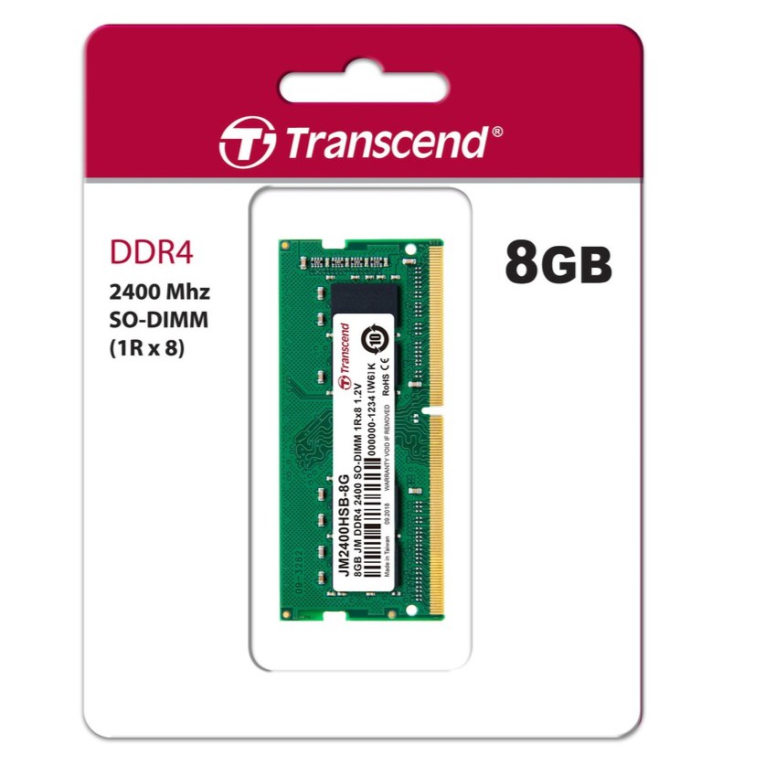 Transcend RAM-Memory for Notebook DDR4-2400 SO-DIMM 8GB (รับประกันตลอดอายุการใช้งาน)- มีใบกำกับภาษี