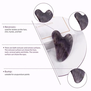 🍇หินกัวซาแท้ อเมทิสต์ (Amethyst) หินนวดหน้า ที่นวดหน้าเรียว ที่ลดเหนียง ลดหน้าบวม ช่วยให้ใบหน้าดูสดใส ดูแลผิวหน้า