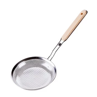 Home007 ที่ลวกเส้นสแตนเลส ด้ามไม้ ทนร้อน มี 2 ขนาด กระชอนลวกเส้น ที่ตักของทอด Food Strainer