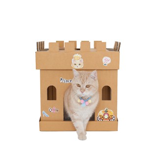 KAFBO CASTLE CUBE PRINCESS Stiker ปราสาทบ้านกล่อง สติ๊กเกอร์ลายเจ้าหญิง (แมวสีทอง) ปราสาทแมว ที่ลับเล็บแมว บ้านแมว