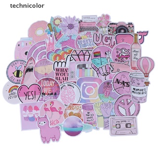 [technicolor] ใหม่ สติกเกอร์ ลาย Kawaii สีชมพู สําหรับติดตกแต่งกระเป๋าเดินทาง แล็ปท็อป รถยนต์ สมุดภาพ 53 ชิ้น