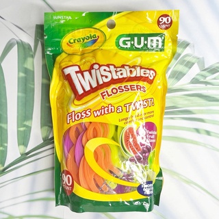 (GUM®) Crayola Twistables Flossers, Floss with a twist, Twisted Fruit Flavors 90 Count ไหมขัดฟัน สำหรับเด็ก กลิ่นผลไม้