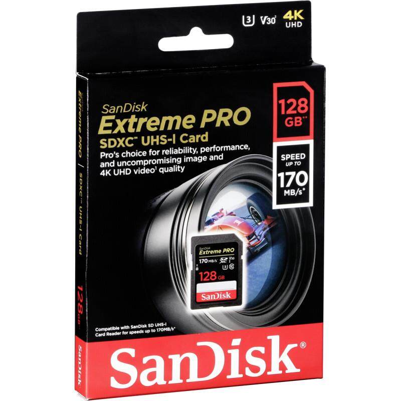 SanDisk Extreme PRO SD CARD 128GB ความเร็ว อ่าน 170MB/s เขียน 90MB/s (SDSDXXY-128G-GN4IN) เมมโมรี่ การ์ด แซนดิส สำหรับกล