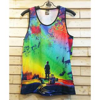 Singlet เสื้อยืดแขนสั้นพิมพ์ลาย Abstract Paint Bangkok 3d