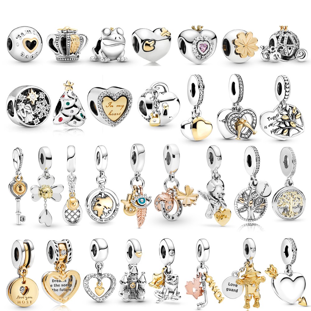 Dinglly ลูกปัด รูปกบ หัวใจ สีทอง สองสี สําหรับทําเครื่องประดับ สร้อยข้อมือ Diy