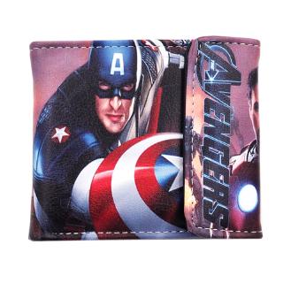 กระเป๋าสตางค์ หนัง PU ใบสั้น ลายการ์ตูน Avengers Captain America Spider Man Batman ใส่บัตรได้