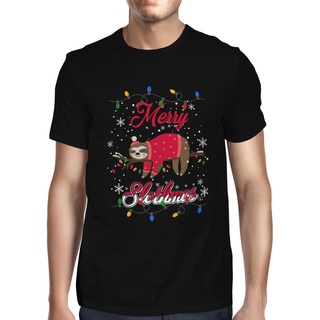 เสื้อยืดผ้าฝ้ายพิมพ์ลายขายดี เสื้อยืด พิมพ์ลาย Lazy Merry Slothmas Diy เป็นมิตรต่อสิ่งแวดล้อม ของขวัญ