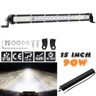 1pcs Ultra-thin Single Row 15 Inch 90W Offroad Car LED Work Light Bar LED Strip Light Lamp for Off Road Car SUV ATV Truc