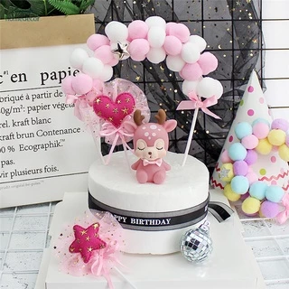 HD วันเกิดเค้ก Topper สีฟ้าสีชมพู Arch Hairball ตกแต่งงานแต่งงานครบรอบขนมหวาน Topper Party Supplies