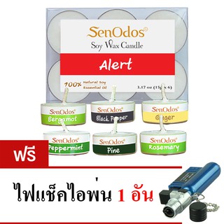 Clearance Sale SenOdos เทียนหอมอโรม่า ผลิตจากถั่วเหลืองธรรมชาติ กลิ่นอโรม่า Alert ตื่นตัว (แถมฟรี ไฟแช็คไอพ่น 1 อัน)