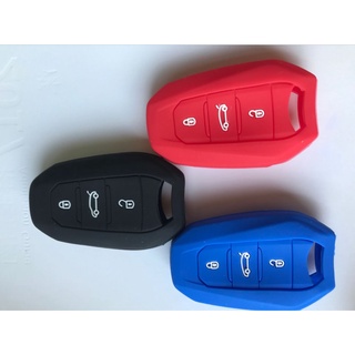 Peugeot เคสกุญแจซิลิโคนสําหรับ peugeot 208/308/2008/3008/5008 three buttons smart keyless entry keyless สําหรับตกแต่ง