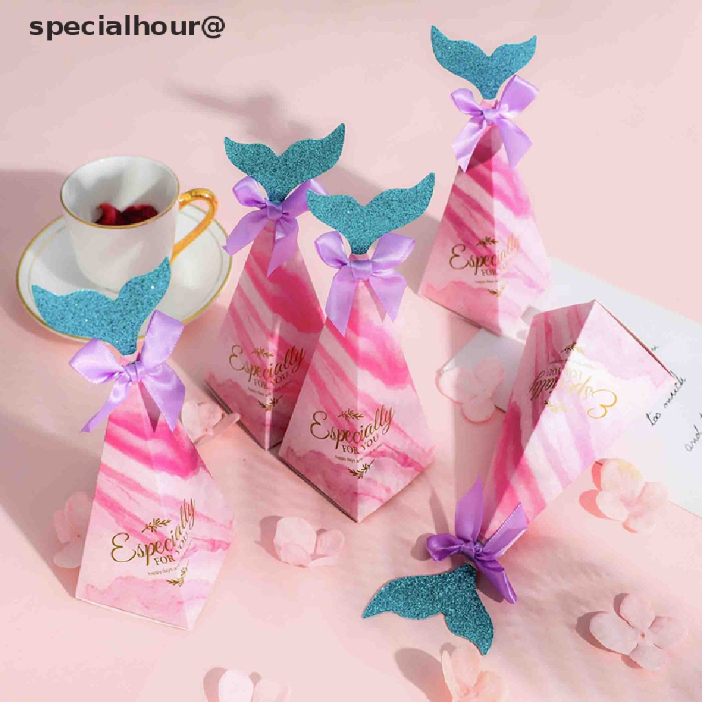 specialhour 10Pcs Mermaid Tail Paper Candy Box Gift Bags Popcorn Boxes ...