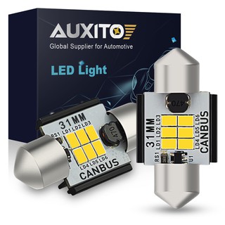 Auxito หลอดไฟอ่านหนังสือ LED แคนบัส C5W 31 มม. 36 มม. 41 มม. สําหรับติดป้ายทะเบียนรถยนต์ 2 ชิ้น