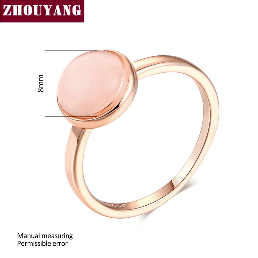 Zhouyang خاتم نسائي بحجر الوردة الذهبي — صورة 8