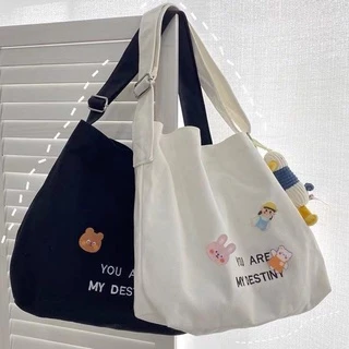 (มีส่งด่วน) ifashionbag(IF1754) กระเป๋าผ้าสะพายข้าง YOU ARE MY DESTINY(มีเข็มกลัดแถมให้)