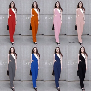 จั้มสูทแขนกู๊ดขายาว แต่งด้านบนเป็นโทน 2 สี (7665)