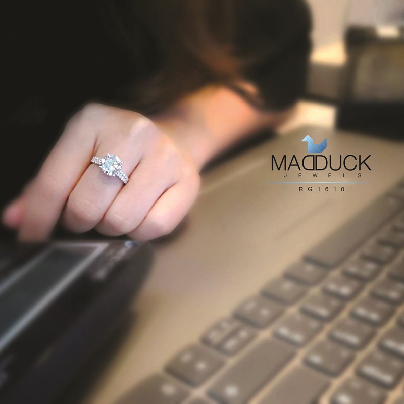 Madduckjewels แหวนเงินแท้ เพชร CZ ชุบโรเดียม RG1610 - รูปที่ 4