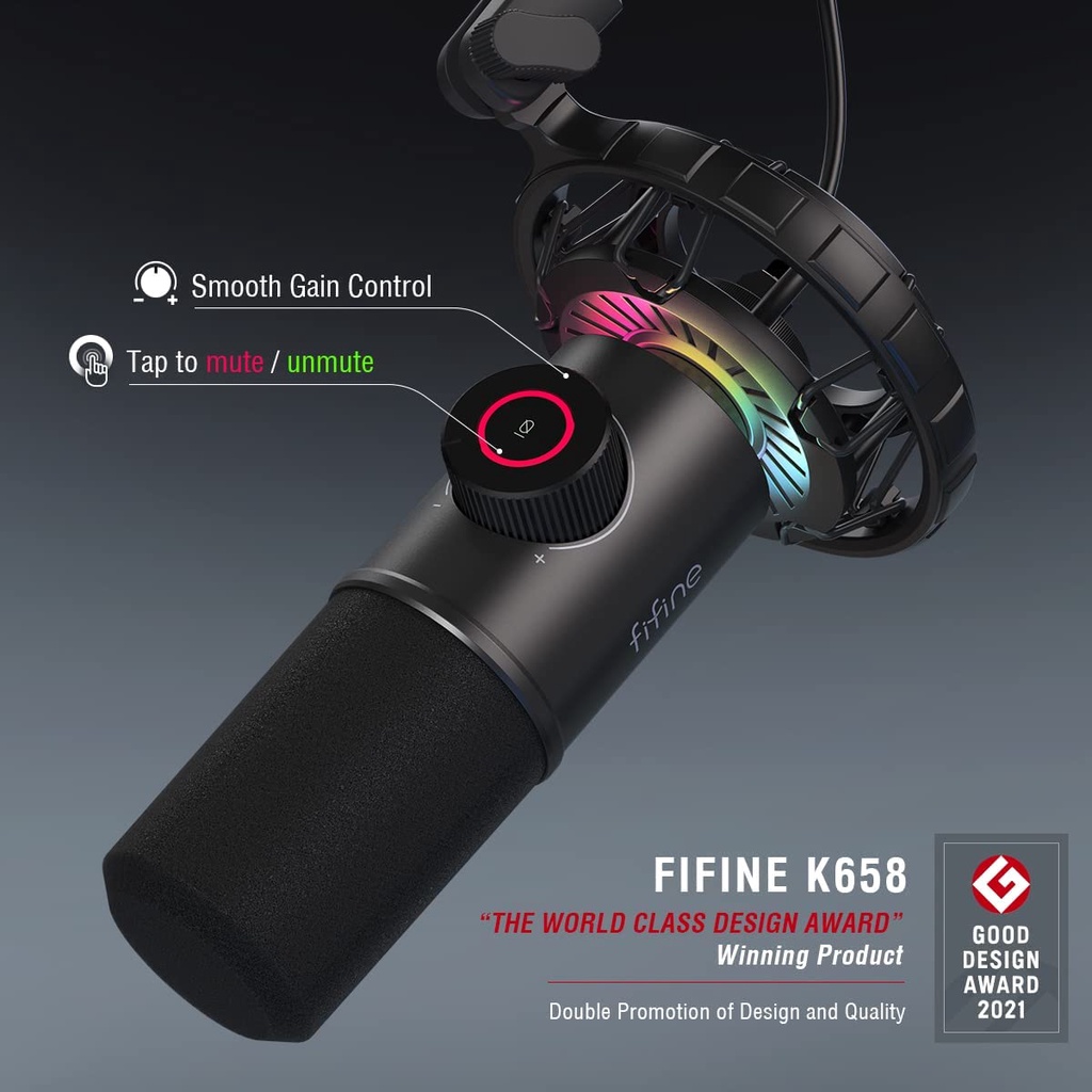 FIFINE K658 USB DYNAMIC CARDIOID MICROPHONE USB ไมโครโฟนRGB