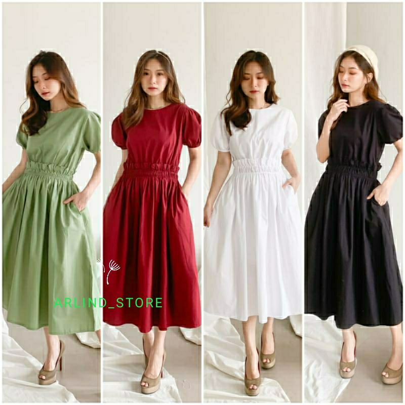 Jollyn dress ชุดเดรส sabrina ผู้หญิง//เดรสสไตล์เกาหลีจัมโบ้