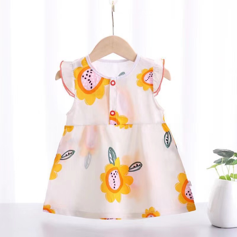 ลด10% โค้ด DDXDECW4 Y05 ใหม่!!! เดรสเด็กผู้หญิง เดรสเด็ก แขนระบาย ผ้าโปร่ง พริ้ว นุ่ม ไซส์ 1-2 ปี