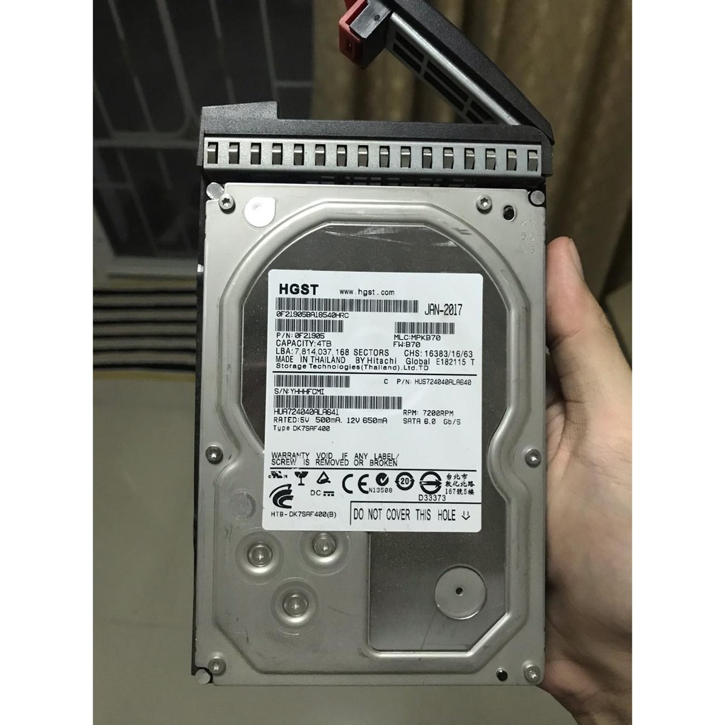 Harddisk 4TB มือสอง  HGST Jan 2017  Made in Thailand by Hitachi 7200 RPM ราคา 2,800