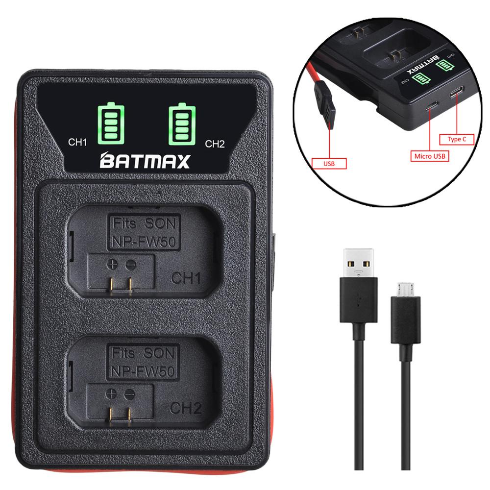 ชิ้นส่วนกล้อง 4X 2000mAh NPFW50 NP FW50 Battery LED USB Dual Charger