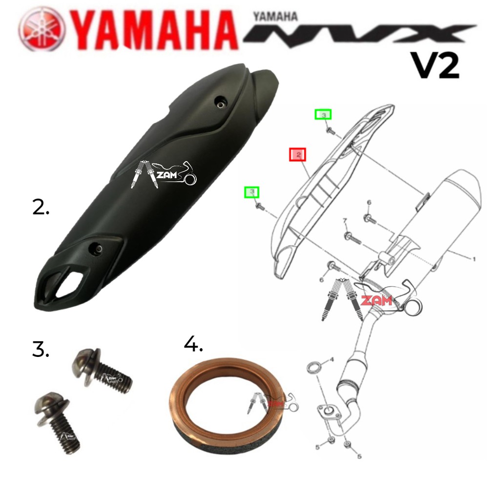 NVX V2 / NMAX V2 EXHAUST PROTECTOR / COVER / GASKET / BOLT สําหรับ YAMAHA - B6H-E4718-00