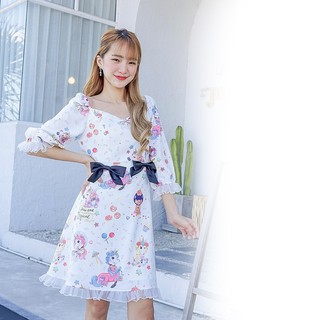 KAYASIS~❤️ | KYS074 UNICORN IN CANDY-GALAXY PUFF SLEEVE MINI DRESS