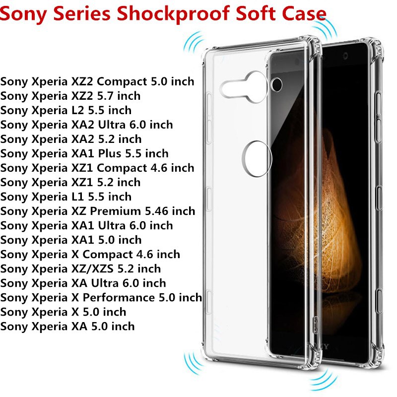 Sony Xperia 10 Plus XA2 Ultra XZ1 XZ Prime XZ X Performance L1 L2 XZ2 Compact Transparent Shockproof Soft Case