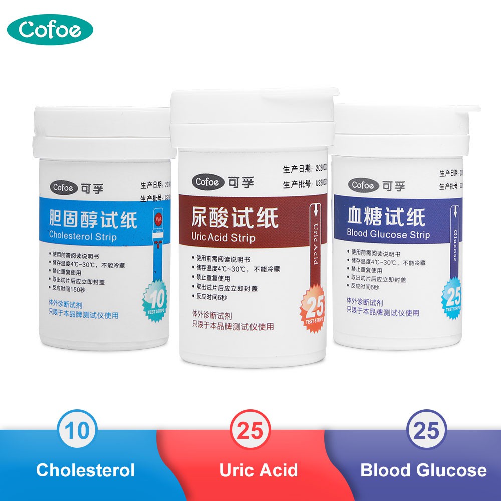 Cofoe Cholesterol & Uric Acid & น้ําตาลกลูโคสในเลือด 3 In 1 ทดสอบ + Lancets