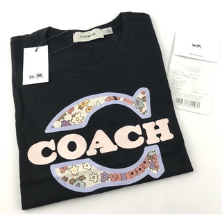 Coachi เสื้อยืดลําลอง ผ้าฝ้าย แขนสั้น คอกลม พิมพ์ลายโลโก้ C ขนาดใหญ่ แฟชั่นสําหรับผู้ชาย และผู้หญิง S-5X