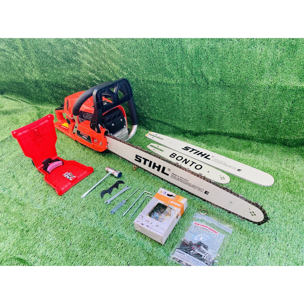 เลื่อยยนต์รุ่น 5900 5 แรง +บาร์โซ่ 22 นิ้ว หัวเฟือง 1 ชุด +บาร์โซ่ 18นิ้ว หัวเลส stihl 1 ชุด +บาร์โซ่ 11.5น้ว 1 ชุด