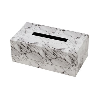 Tissue box PVC TISSUE BOX KAN LEATHER MARBLE WHITE Tableware Kitchen equipment กล่องใส่ทิชชู กล่องทิชชูแผ่น PVC KAN LEAT