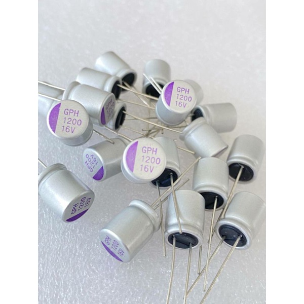 10ชิ้น 1200UF16V   ขนาด10x12mm คาปาซิเตอร์1200uf16v Capacitor1200/16v สีเงิน