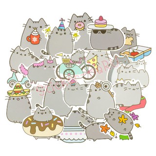 #1🇹🇭 สติ๊กเกอร์ Pusheen the Cat Sticker พุชชีน แมวอ้วน สติกเกอร์ เจ้าเหมียวสีเทาตัวอ้วน หู-หางสั้น ไม่มีคิ้ว ตากลมสีดำ