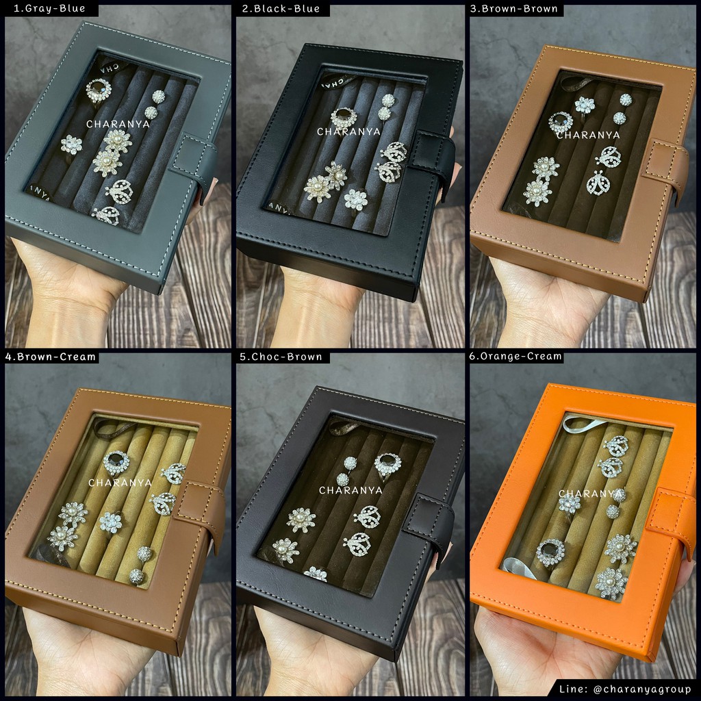 กล่องใส่ต่างหู กล่องใส่แหวน Earring storage box หุ้มหนัง-กำมะหยี่ เกรดอย่างดี CHRR8