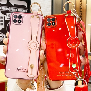 เคสโทรศัพท์มือถือ Tpu แบบนิ่มมีสายคล้องข้อมือสําหรับ OPPO Reno5 Pro Reno4 A93 A12 A94 Reno5 F Reno5 Z Luxury Soft TPU Wrist Strap Holder Phone Case with Free Lanyard