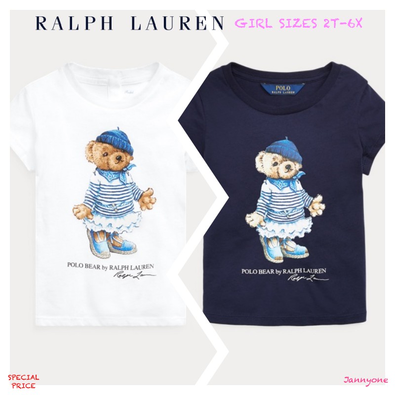 RALPH LAUREN RIVIERA BEAR COTTON TEE ( GIRLS SIZE 2T-6X )