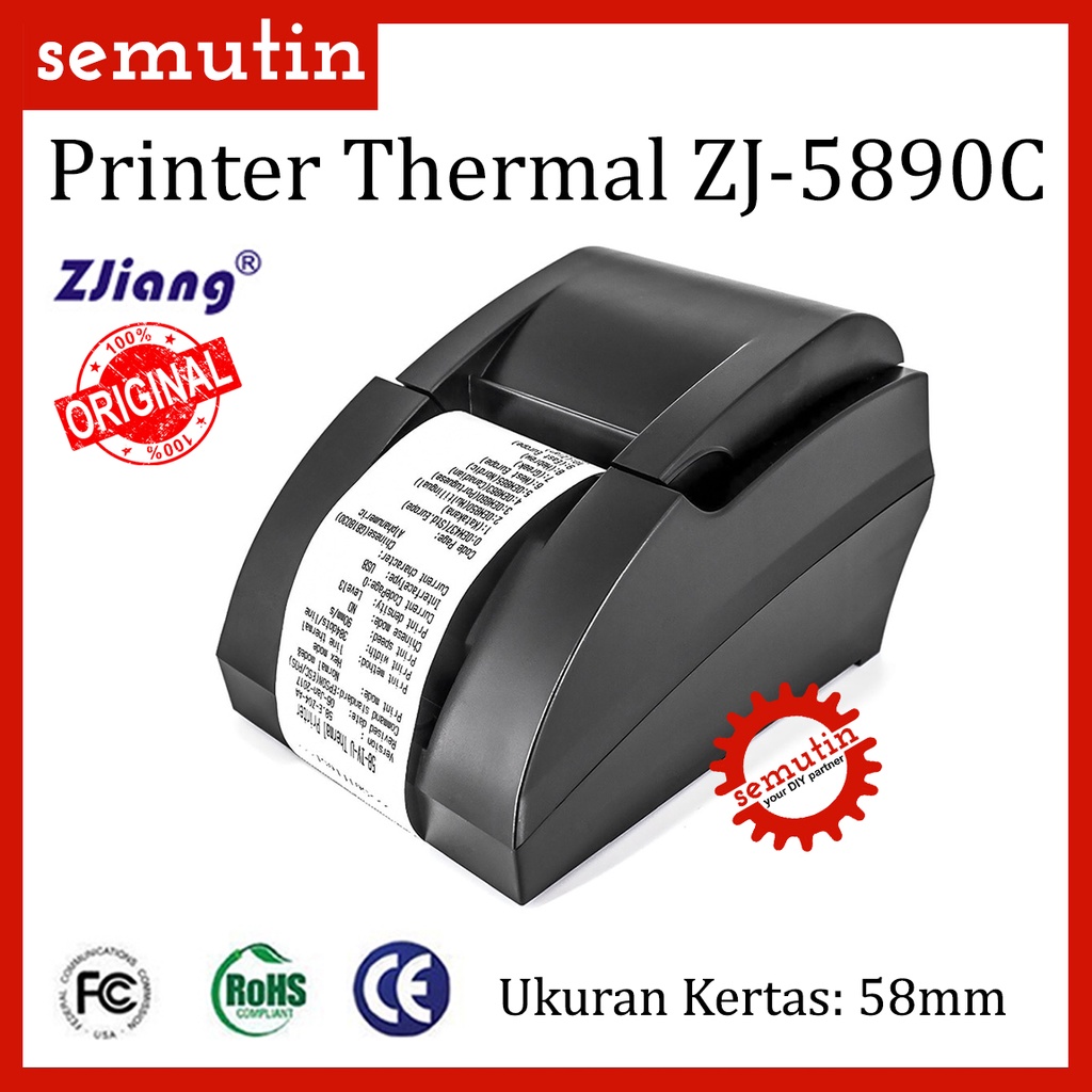 Zjiang ZJ-5890C เครื่องพิมพ์ความร้อน 58 มม. ดั้งเดิม / ใบเสร็จรับเงินพิมพ์ ZJ 5890 ฉลากสติ๊กเกอร์บาร