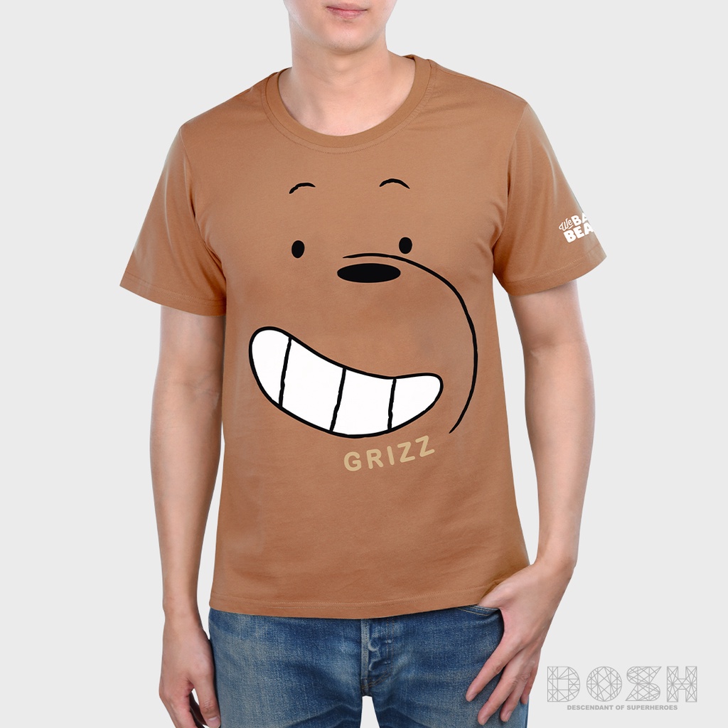 DOSH:MEN'S T-SHIRTS เสื้อยืด คอกลม แขนสั้น สีน้ำตาล สินค้าลิขสิทธิ์แท้WE BARE BEARS รุ่นDBBMT5000