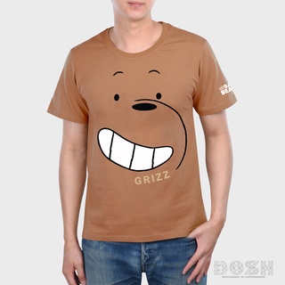 DOSH:MENS T-SHIRTS เสื้อยืด คอกลม แขนสั้น สีน้ำตาล สินค้าลิขสิทธิ์แท้WE BARE BEARS รุ่นDBBMT5000